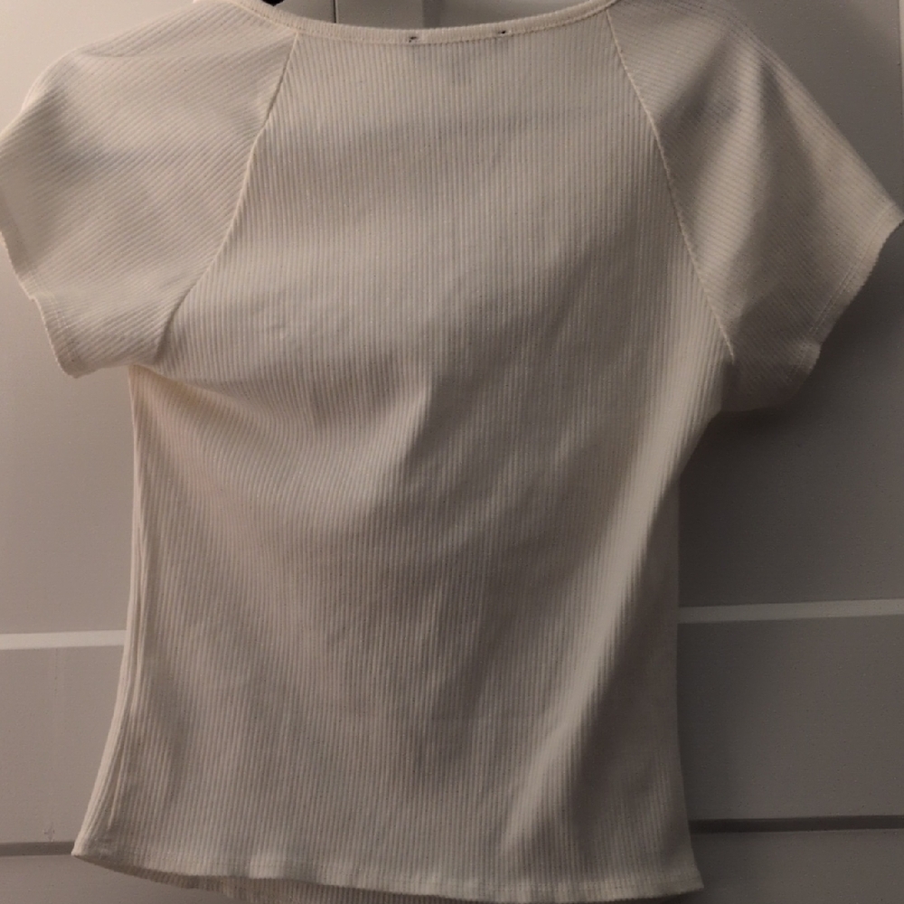 Lulu's Ivory Ribbed Short Sleeve Top - Picture 6 of 8